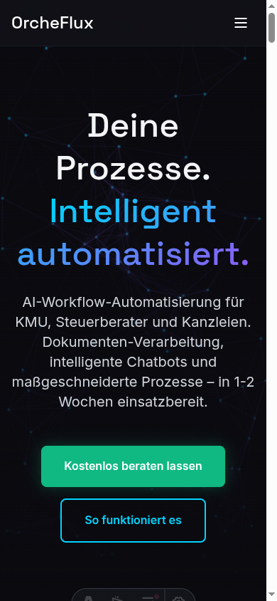 OrcheFlux - Mobile Ansicht