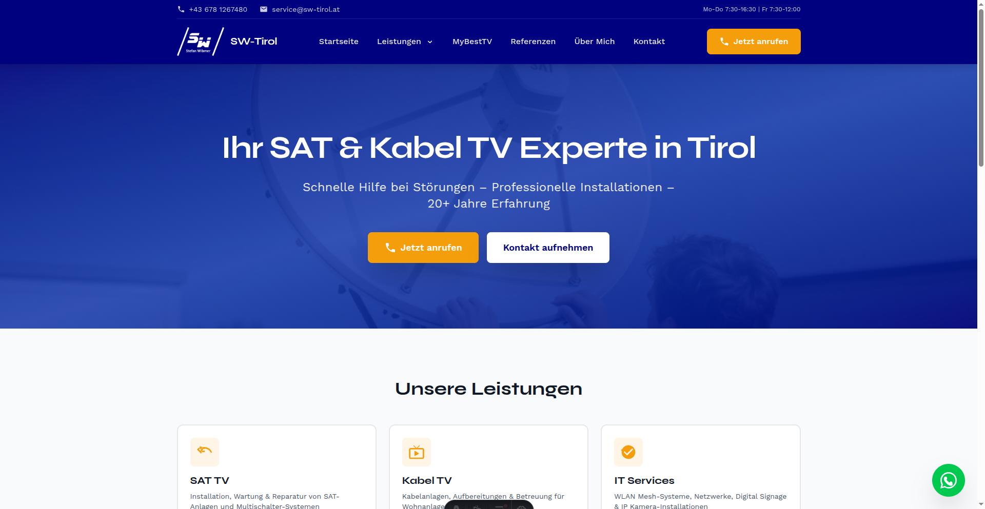 SW-Tirol SAT & Kabel TV Service Website