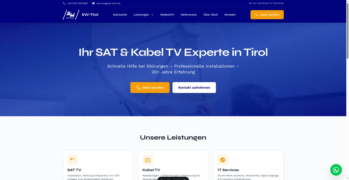 SW-Tirol SAT & Kabel TV Service Website
